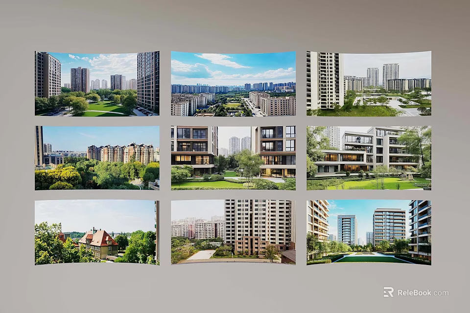 High Rise And Low Rise Modern Residential Buildings With Green Spaces And Urban Design 3d model 