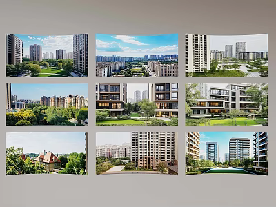 High Rise And Low Rise Modern Residential Buildings With Green Spaces And Urban Design 3d model