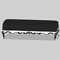 Stylish Sofa Bench With Black Cushion And White Ornate Frame Design 3d model