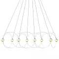 Modern Chandelier With Circular Wire Frame And Multiple Golden Bulbs For Home Decor