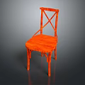 Orange Modern Leisure Chair Featuring Cross Back Design and Wooden Texture