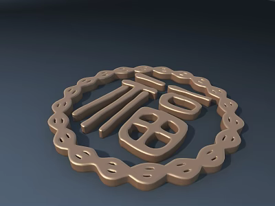 Intricate Golden Carving With Central Fu Character And Circular Decorative Border 3d model