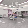 Modern Operating Room Interior With Surgical Table Lights And Medical Equipment