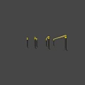 Sturdy Black Posts With Yellow Caution Tape For Safety Isolating Construction Area 3d model
