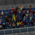 Crowd of People With Various Colored Flags Raising Hands At Public Gathering
