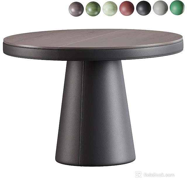 Sleek Modern Round Gray Dining Table With Conical Black Leg Design 3d model 