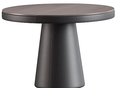 Sleek Modern Round Gray Dining Table With Conical Black Leg Design 3d model