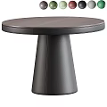 Sleek Modern Round Gray Dining Table With Conical Black Leg Design