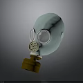 Blue Tactical Gas Mask Weapon With White Circular Lenses And Brown Filter