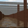 Construction Site Foundation Framework With Concrete Structure And Excavator Working