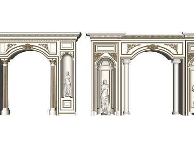 Ornate Classical Architectural Archway Design With Decorative Columns And Sculptural Details 3d model