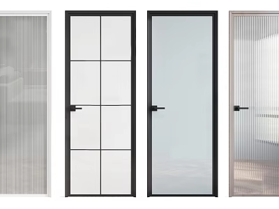 Modern Swing Doors with Various Glass Patterns and Black White Frames for Interior 3d model