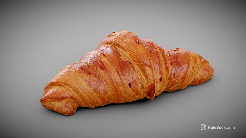 Freshly Baked Croissant With Golden Flaky Layers And Buttery Taste 3d model 