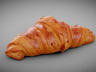 Freshly Baked Croissant With Golden Flaky Layers And Buttery Taste 3d model