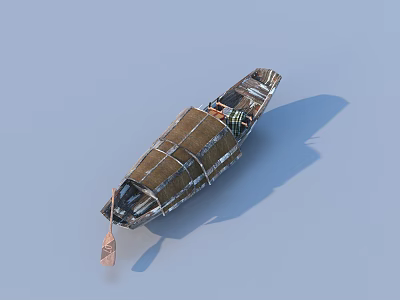 Handcrafted Traditional Wooden Boat With Classic Design And Wooden Paddle 3d model