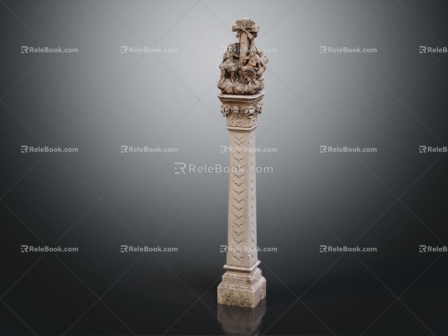 European Roman Column Roman Column Carving 3d model