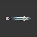 Colorful Futuristic Spaceship With Blue Red White Body And Yellow Emblem