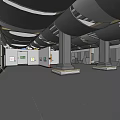 Modern Cultural Center Interior Featuring Glass Dome Multi Level Walkways And Art Installations