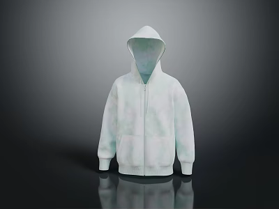 Light Colored Zip Up Hoodie With Front Pockets And Casual Design For Everyday Wear 3d model