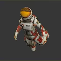White And Red 3D Astronaut Model With Orange Helmet And Number 03