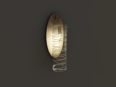 Elegant Wall Lamp With Sleek Golden Metal Spiral Design On Dark Background 3d model
