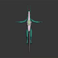 Teal Dragon Character Design With Large Wings And Red Tail Accents