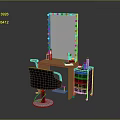 Stylish Dressing Table with Lighted Mirror and Comfortable Chair on Wooden Tabletop with Cosmetics