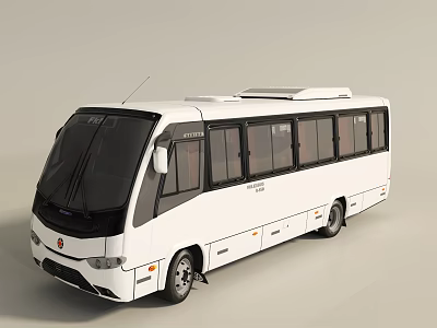 White Bus Body Design With Modern Exterior Large Windows And Roof 3d model