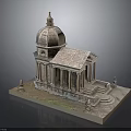 Classical Building Model With Dome Columns Steps And Decorative Statues 3d model