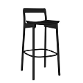 Modern Black Bar Stool with Backrest and Sleek Metal Frame Design 3d model