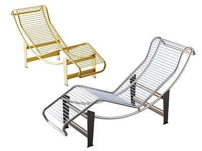 Gold and Silver Wire Frame Lounge Chair Modern Outdoor Furniture Design 3d model