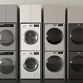 Modern Stackable Washing Machines Featuring Various Colors And Sleek Design 3d model