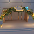 Decorative Event Entrance Arch With Sunflowers Butterflies And Green Plants