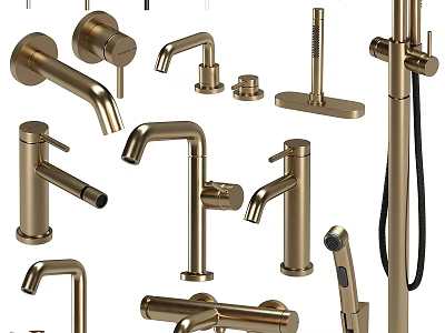 Various Styles Of Brass Faucets For Home Kitchen And Bathroom Designs 3d model