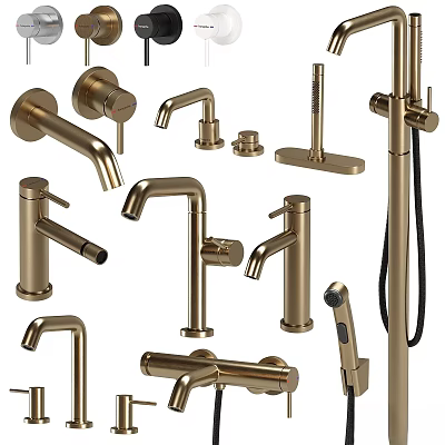 Various Styles Of Brass Faucets For Home Kitchen And Bathroom Designs 3d model