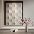 Geometric Pattern Wall Art With Vase And Stack Of Books In Interior Decor 3d model