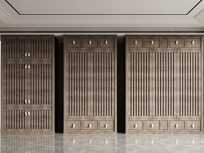 Chinese New Chinese Wardrobe Master Bedroom Wardrobe Finished Wardrobe Real 3d model
