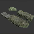 Natural Gray Stone Slabs And Stones With Rough Surface Texture 3d model