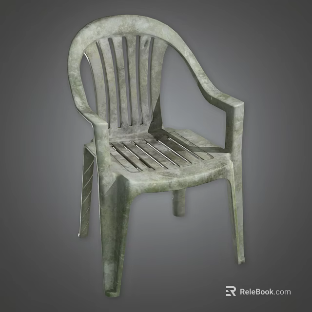Plastic Leisure Chair With Striped Backrest And Armrests For Outdoor Use 3d model 