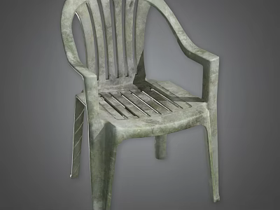 Plastic Leisure Chair With Striped Backrest And Armrests For Outdoor Use 3d model