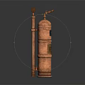 Vintage Copper Industrial Cylinder Device With Valve Pipe And Metal Structure