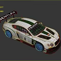 Bentley Racing Car With White Green Stripes Number 8 And Total 111 Logo Rear Wing