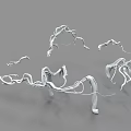 White Winding Vines Pattern On Gray Background With Curved Twisted Lines 3d model