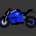 Modern Blue and Black Motorcycle With Sleek Body Stylish Graphics and Blue Rimmed Wheels