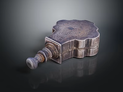 Silver Metal Artifact With Intricate Plant Patterns And Reflective Base Surface 3d model