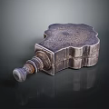 Silver Metal Artifact With Intricate Plant Patterns And Reflective Base Surface