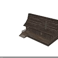 Ancient Traditional Wooden Architecture With Sloped Roof Steps And Chimney Exterior Design