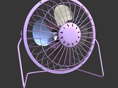 Purple Desktop Air Cooler Fan With Metal Mesh Cover And Modern Design 3d model