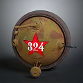 Camouflage Tank Turret With Red Star 324 And Gun Barrel