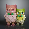 Cute Owl Like Game Movie Characters With Pink Green Feathers And Red Berries